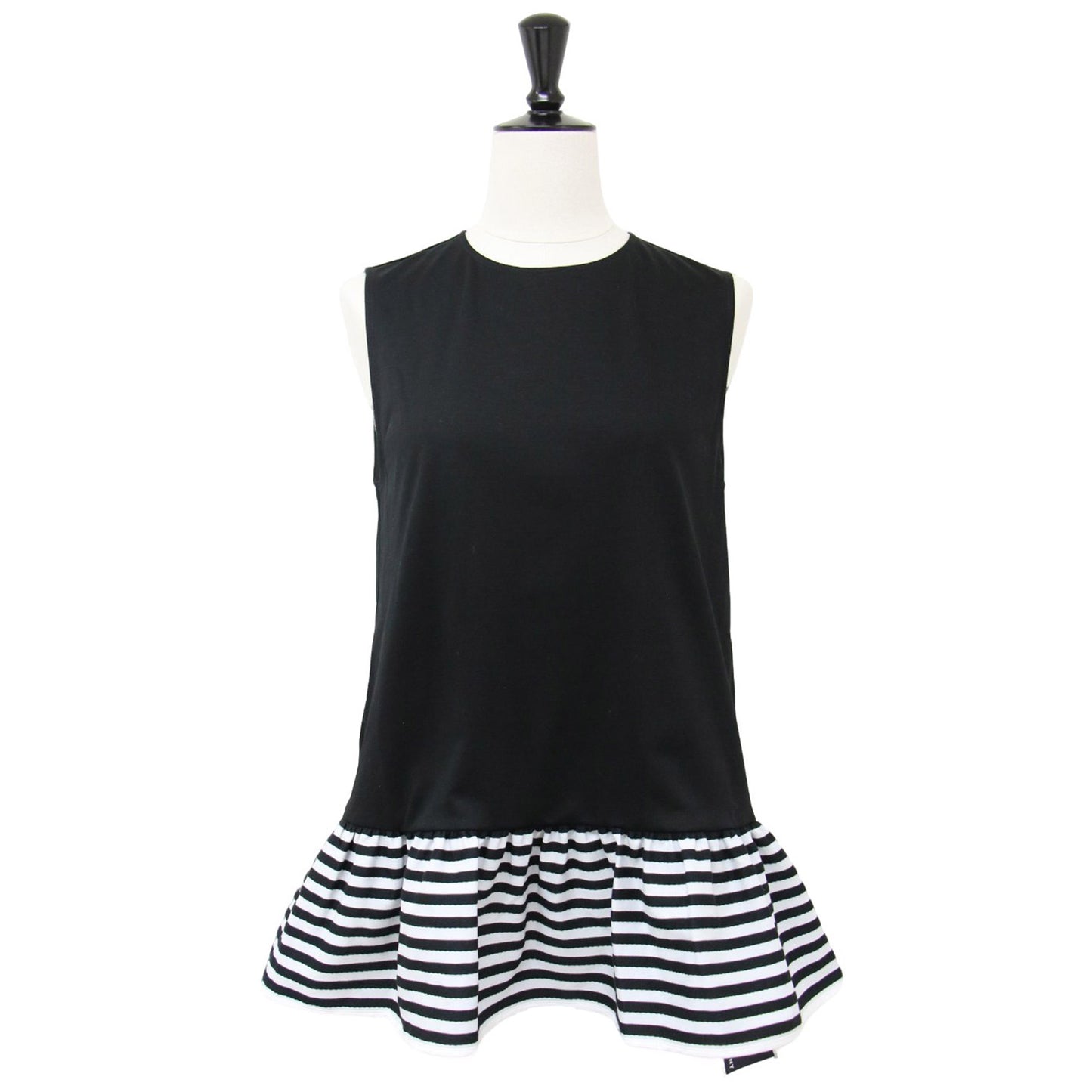 24春夏 ボーダー フリル トップス / BORDER FRILL TOP ノースリーブ ペプラム コットン 241029