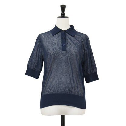 シアー ニット ポロシャツ / 半袖 リネン コットン ナイロン