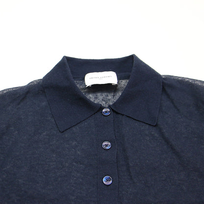 シアー ニット ポロシャツ / 半袖 リネン コットン ナイロン