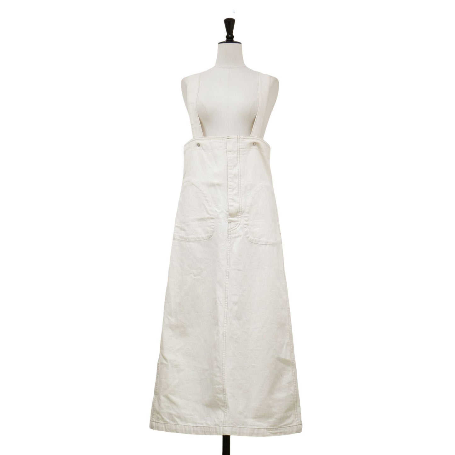 コットン デニム ハイウエスト ジャンパースカート / ロング丈 Aライン