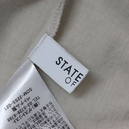 バンドカラー ショートスリーブ シャツ / tripled h/s shirts 半袖 タック ワイドシルエット ワッシャー加工 リネン混