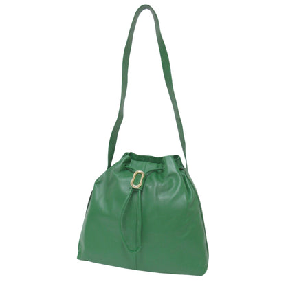 23秋冬 オーバルチャーム 巾着 バッグ L / ショルダーバッグ レザー 牛革 斜め掛け 241107