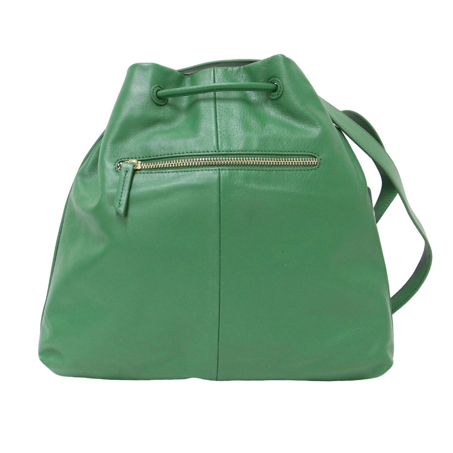 23秋冬 オーバルチャーム 巾着 バッグ L / ショルダーバッグ レザー 牛革 斜め掛け 241107