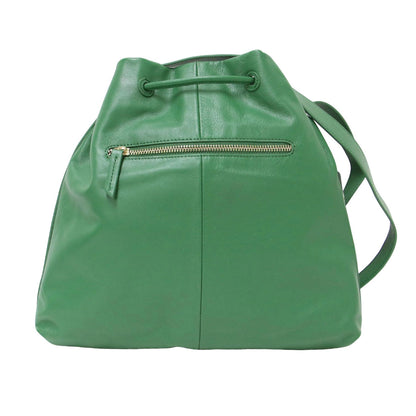 23秋冬 オーバルチャーム 巾着 バッグ L / ショルダーバッグ レザー 牛革 斜め掛け 241107