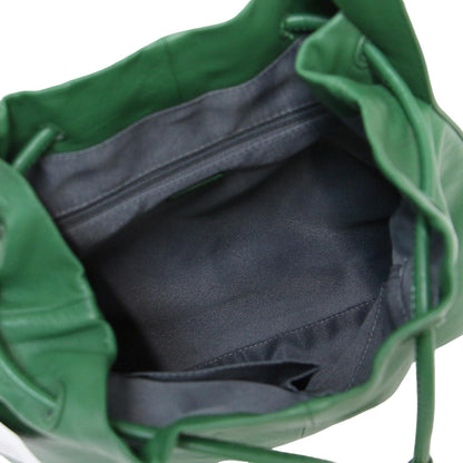 23秋冬 オーバルチャーム 巾着 バッグ L / ショルダーバッグ レザー 牛革 斜め掛け 241107