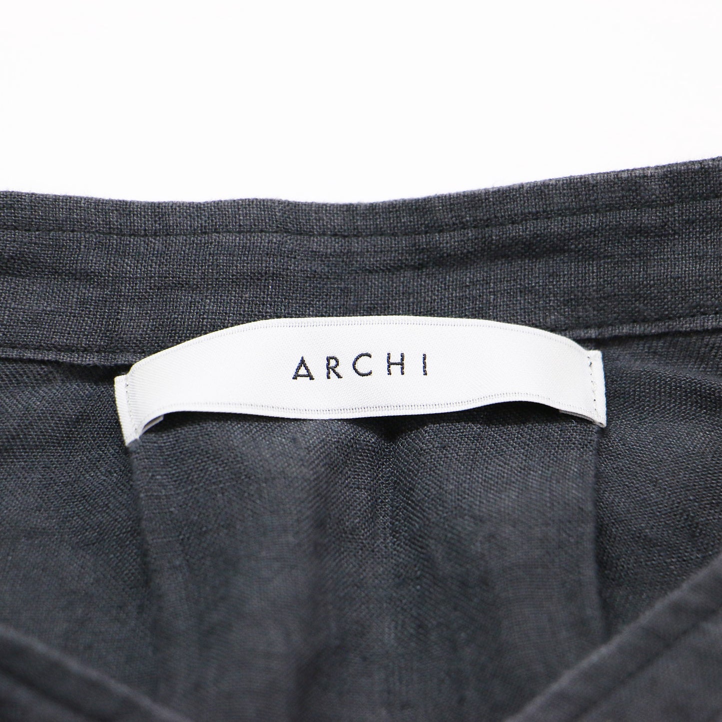 リネン ガウン シャツ / WASHER LINEN STACK GOWN ロング丈 長袖 バンドカラー