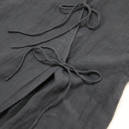 リネン ガウン シャツ / WASHER LINEN STACK GOWN ロング丈 長袖 バンドカラー