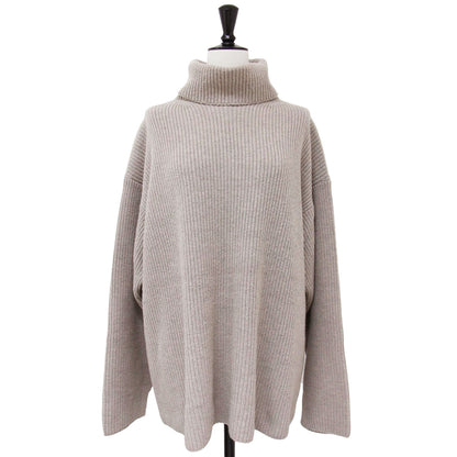ハイネック コットン ウール ニット / Geelong Lambs Wool Hight Neck Sweater セーター 長袖 畦編み スリット