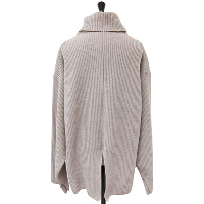 ハイネック コットン ウール ニット / Geelong Lambs Wool Hight Neck Sweater セーター 長袖 畦編み スリット
