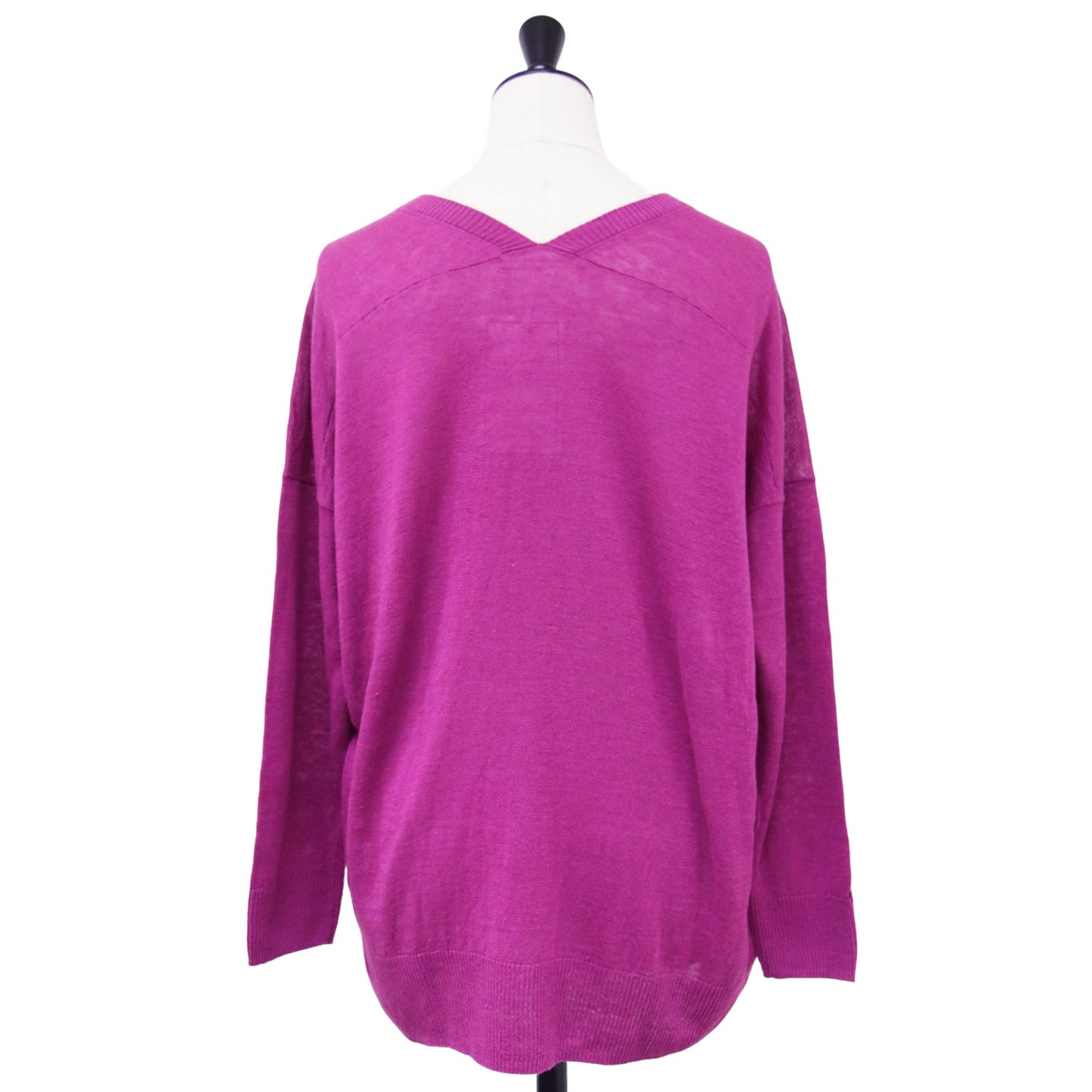 リネン Vネック プルオーバー / ニット 長袖 ドロップショルダー 241115