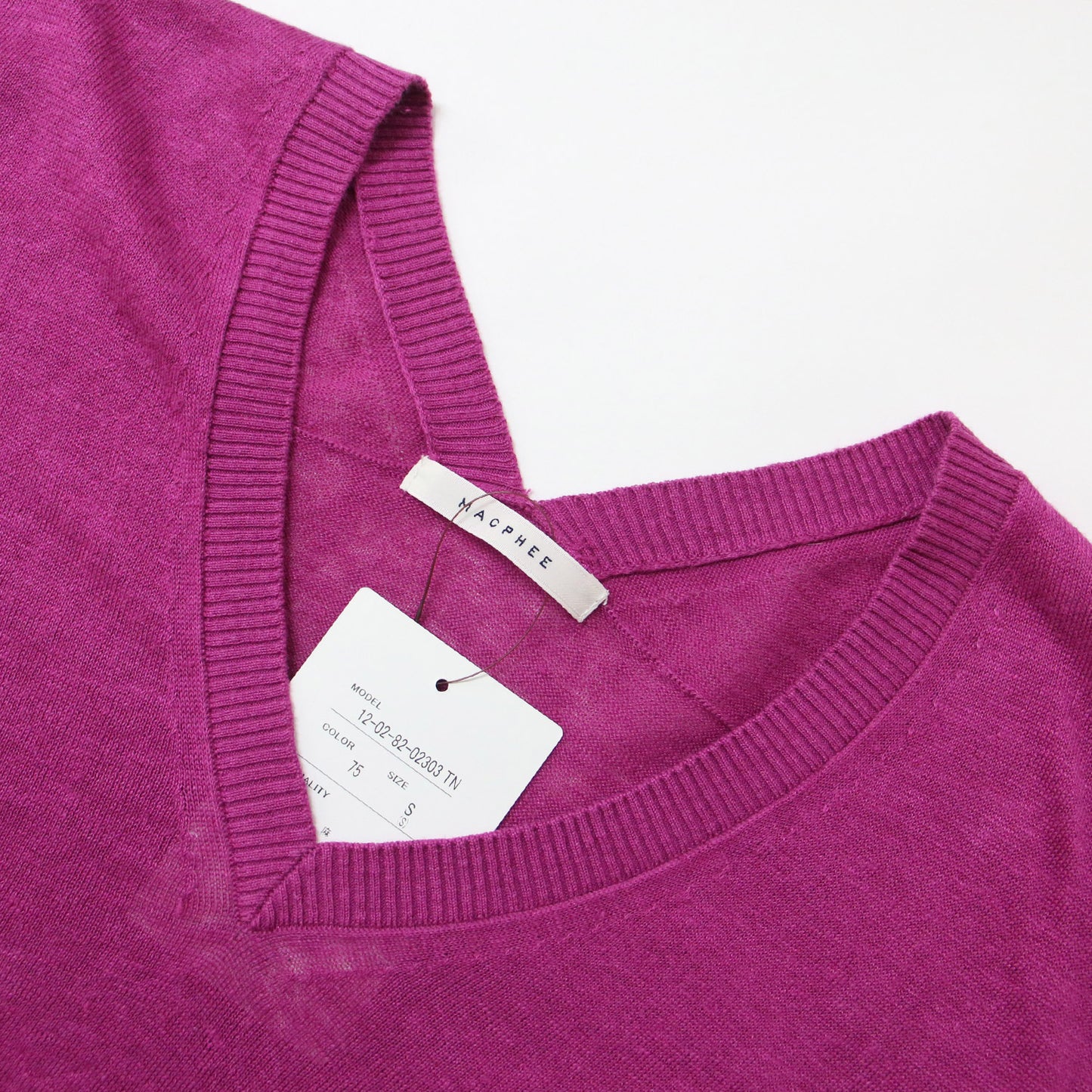 リネン Vネック プルオーバー / ニット 長袖 ドロップショルダー 241115