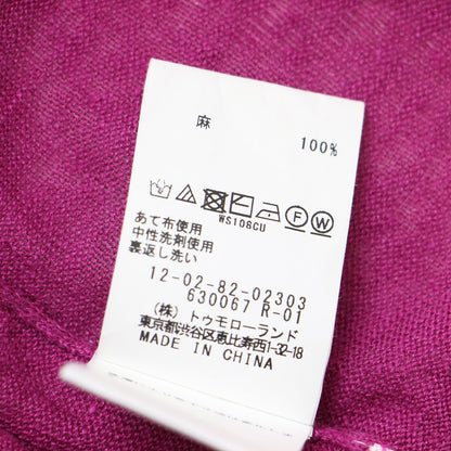 リネン Vネック プルオーバー / ニット 長袖 ドロップショルダー 241115