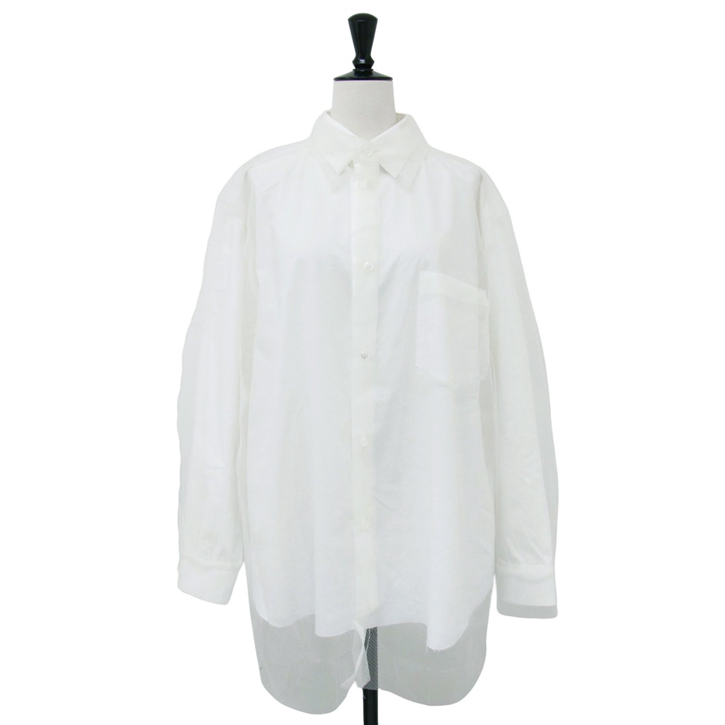 チュール コットン レイヤード シャツ / 長袖 ブラウス カットオフ