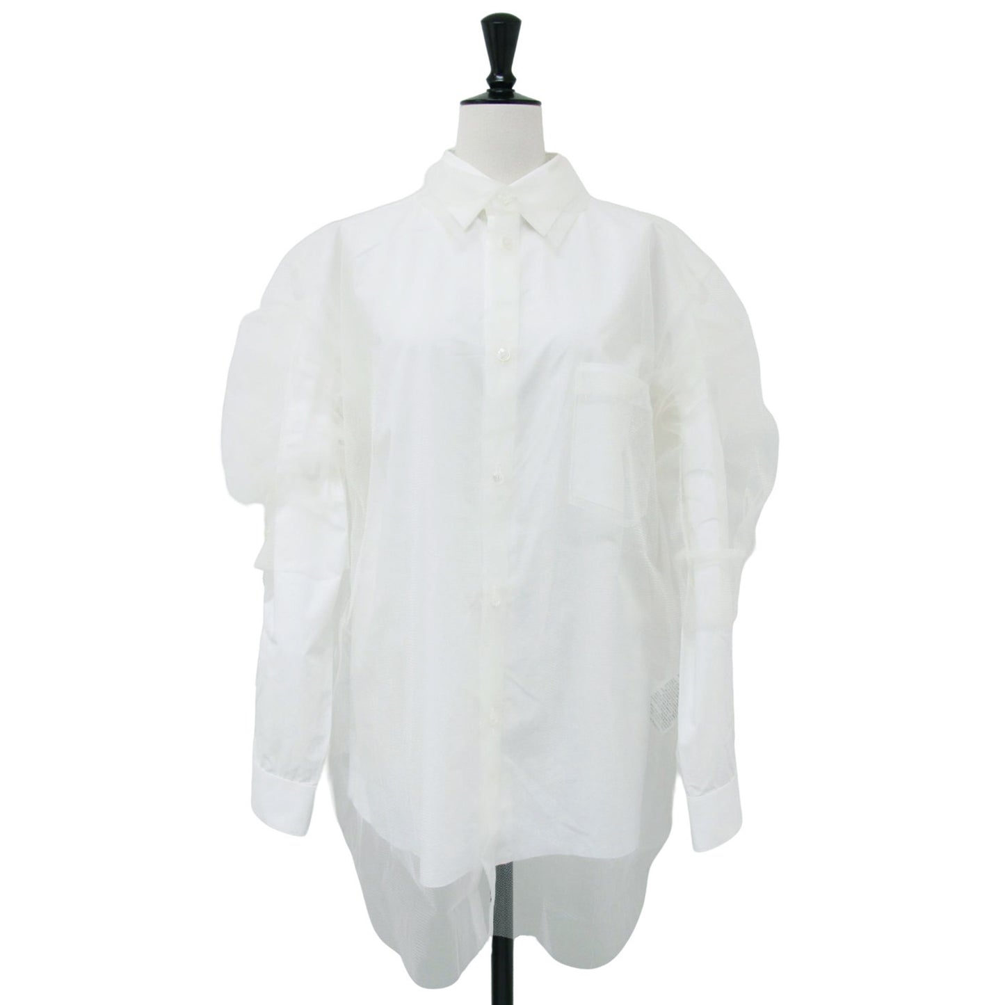 チュール コットン レイヤード シャツ / 長袖 ブラウス カットオフ