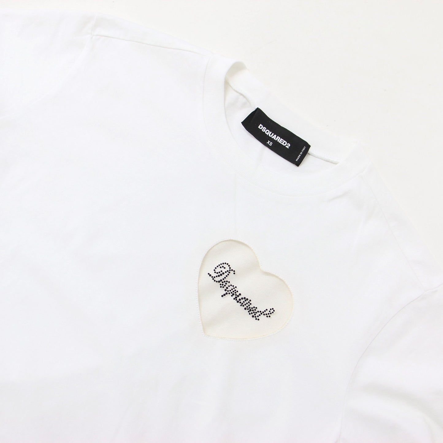 24春夏 ハート ロゴ ショートスリーブ Tシャツ S75GD0382 / 半袖 ラインストーン コットン