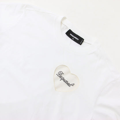 24春夏 ハート ロゴ ショートスリーブ Tシャツ S75GD0382 / 半袖 ラインストーン コットン