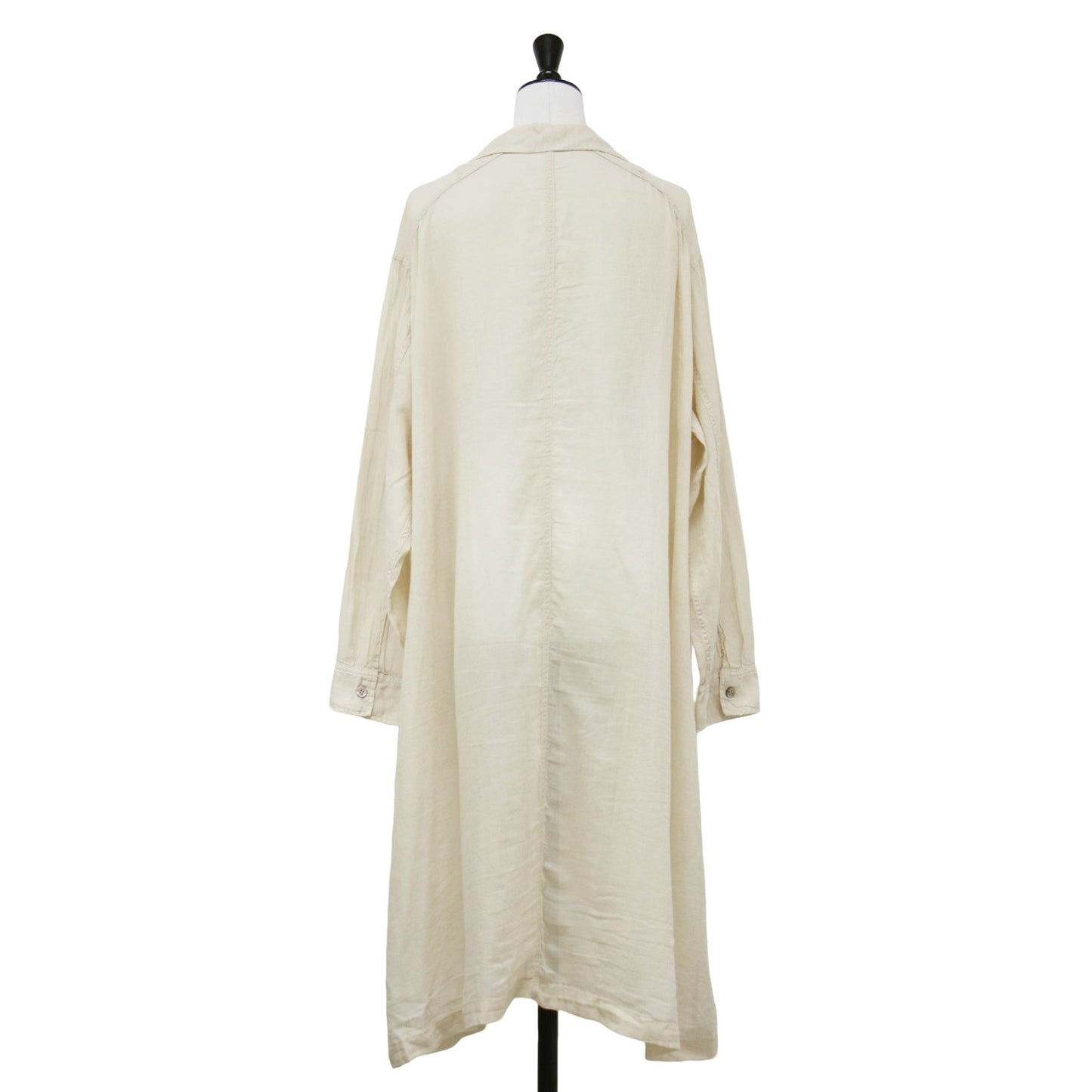 シアー シャツ ワンピース / Sheer shirt OP ロング丈 長袖 開襟 コットン
