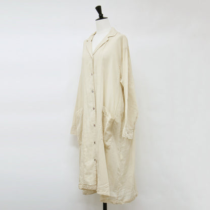シアー シャツ ワンピース / Sheer shirt OP ロング丈 長袖 開襟 コットン