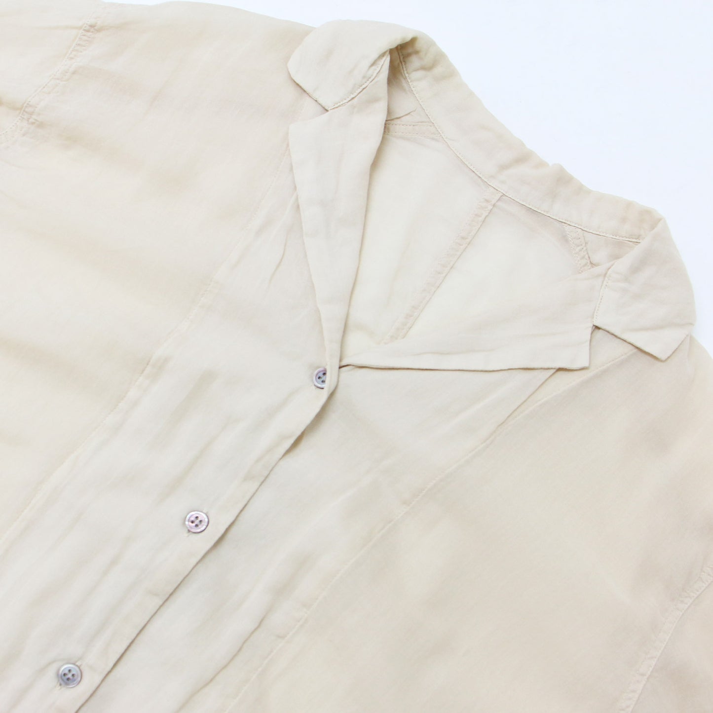 シアー シャツ ワンピース / Sheer shirt OP ロング丈 長袖 開襟 コットン