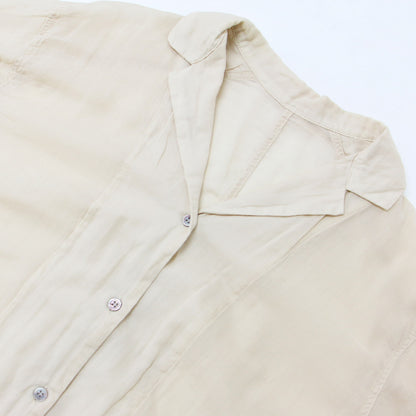 シアー シャツ ワンピース / Sheer shirt OP ロング丈 長袖 開襟 コットン