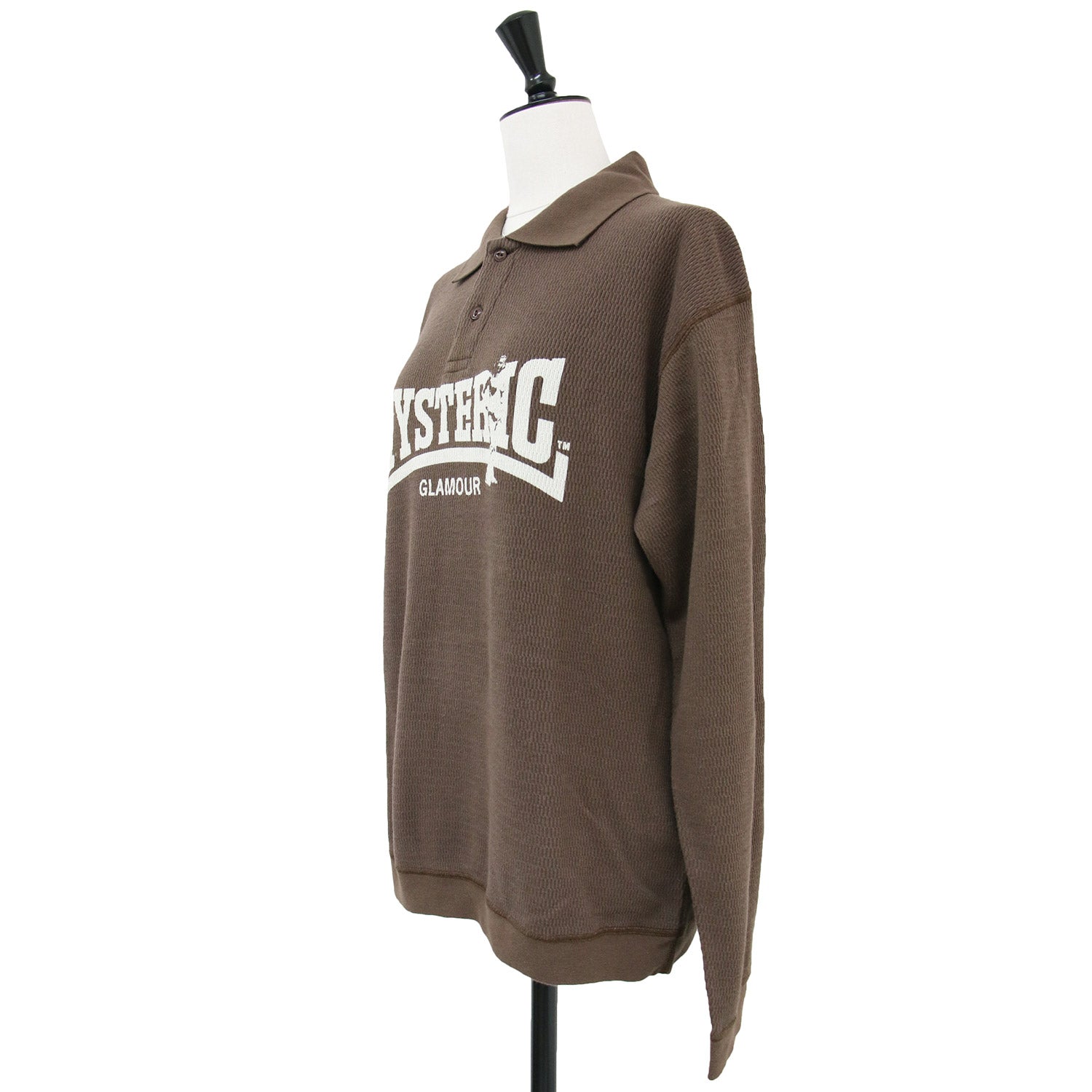 HYSTERIC GLAMOUR - 美品 HYSTERIC GLAMOUR ヒステリックグラマー シャツ ブラウン サイズ:S(ユニセックス) 24秋冬 COMPRESSION LOGO シャツ / サーマル ロゴ グラフィック プリント ポロシャツ 襟付き コットン トップス 【レディース】【中古】 HYSTERIC GLAMOUR (ヒステリックグラマー) 24秋冬 COMPRESSION LOGO