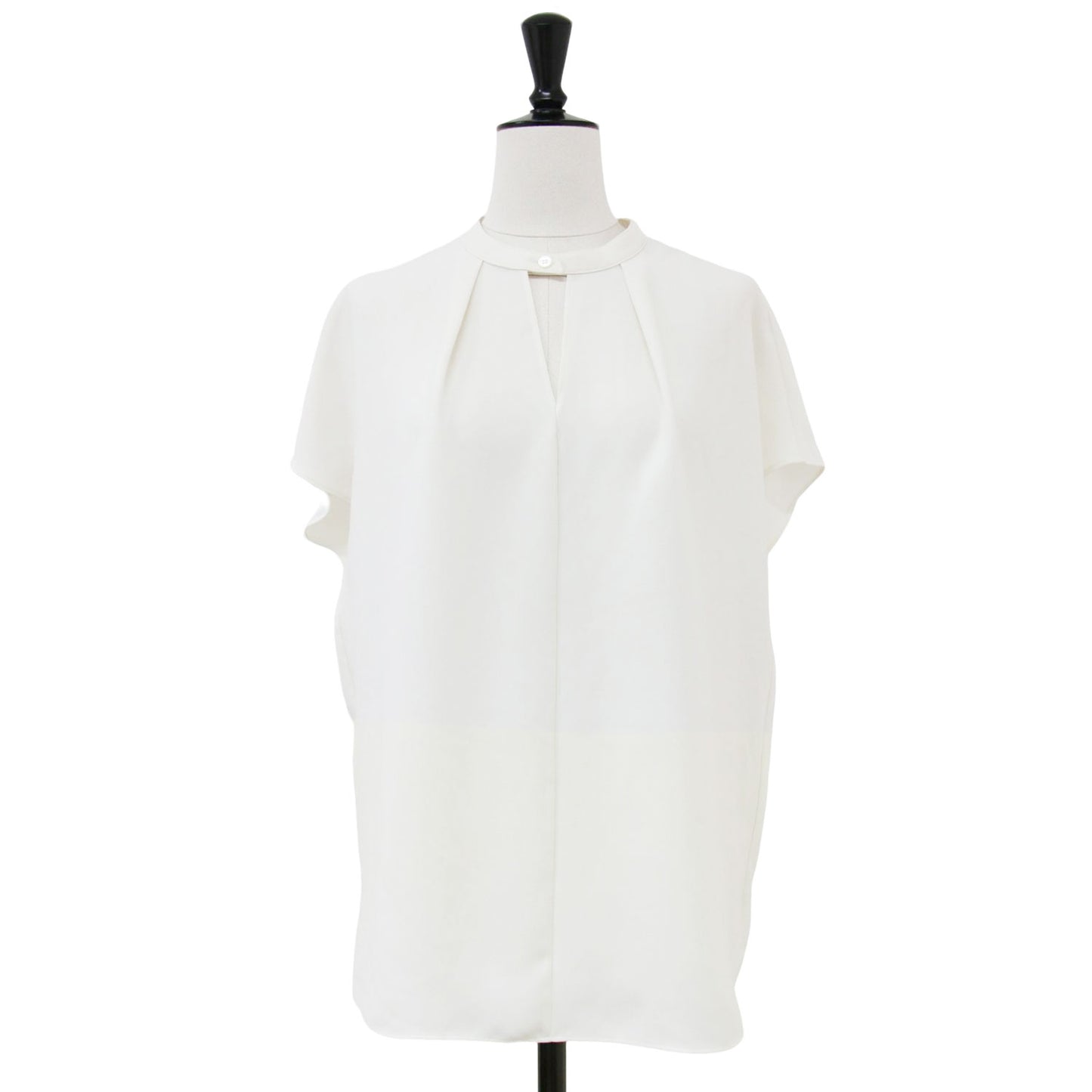 24春夏 バンドカラー フレンチスリーブ ブラウス / Marvine Chrissy Vスリット ストレッチ ウォッシャブル