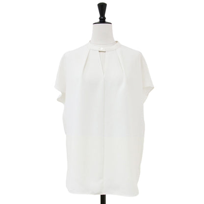 24春夏 バンドカラー フレンチスリーブ ブラウス / Marvine Chrissy Vスリット ストレッチ ウォッシャブル