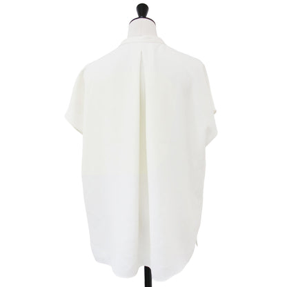 24春夏 バンドカラー フレンチスリーブ ブラウス / Marvine Chrissy Vスリット ストレッチ ウォッシャブル