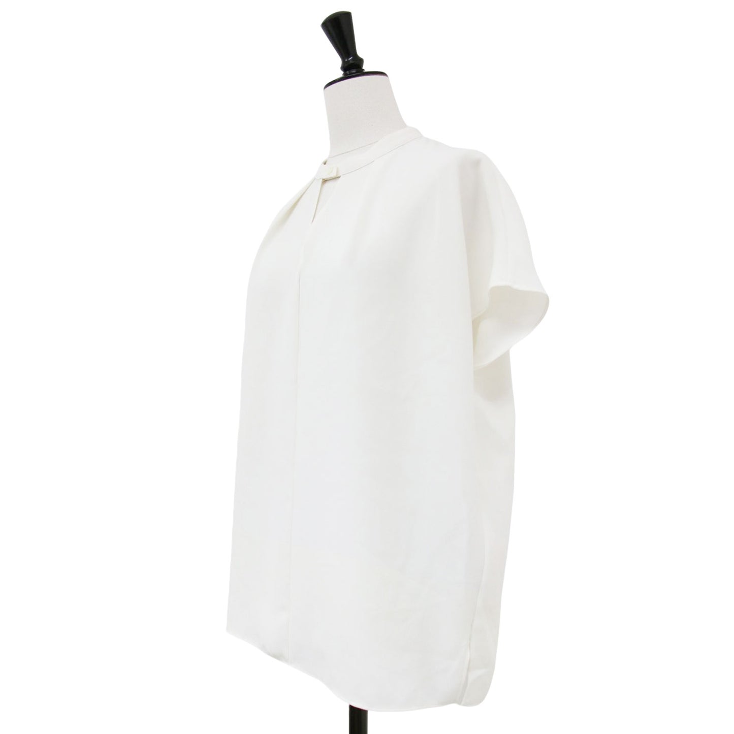 24春夏 バンドカラー フレンチスリーブ ブラウス / Marvine Chrissy Vスリット ストレッチ ウォッシャブル