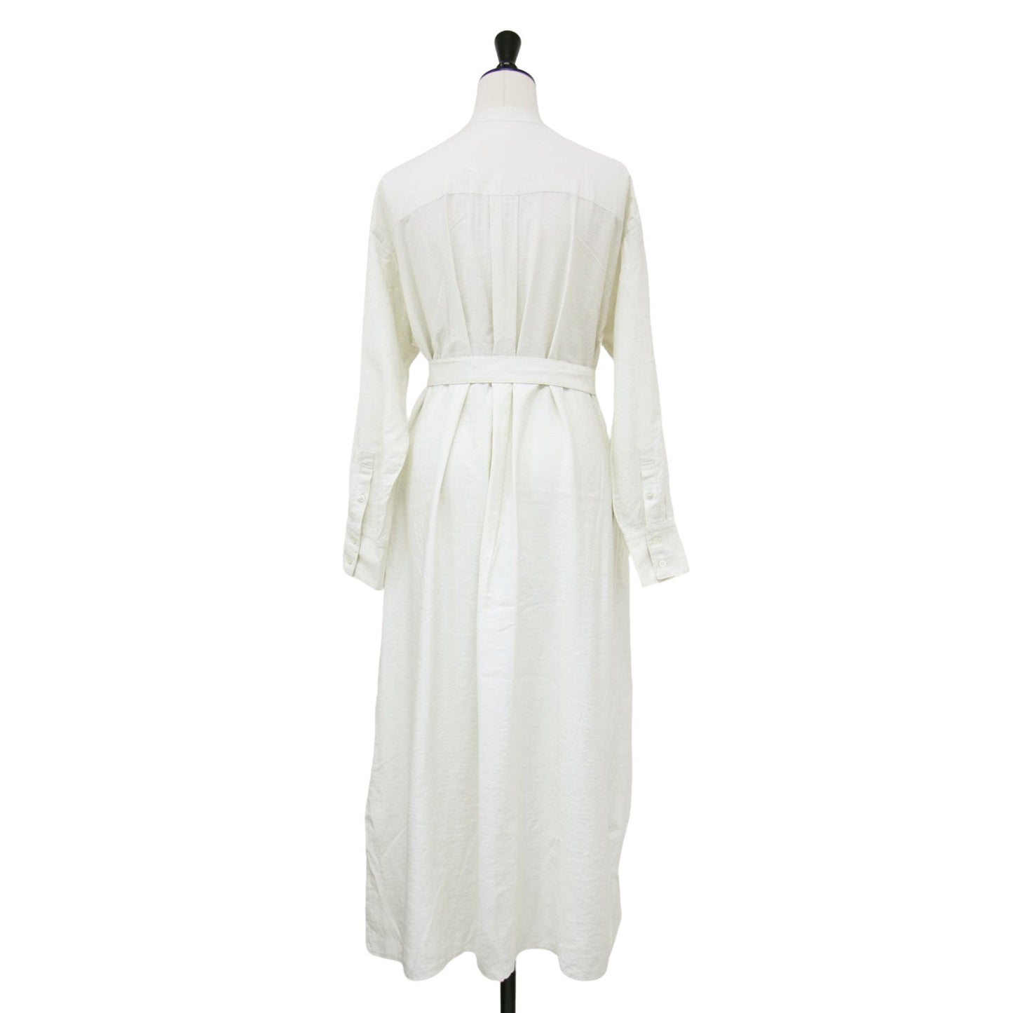 レーヨン ソフトツイル ロング シャツ ドレス / ノーカラー ワンピース 長袖 Vネック 羽織り