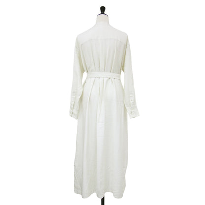 レーヨン ソフトツイル ロング シャツ ドレス / ノーカラー ワンピース 長袖 Vネック 羽織り