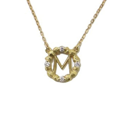 ストーンレメディ イニシャル ネックレス / チェーン M K18 YG 0.03ct ダイヤモンド