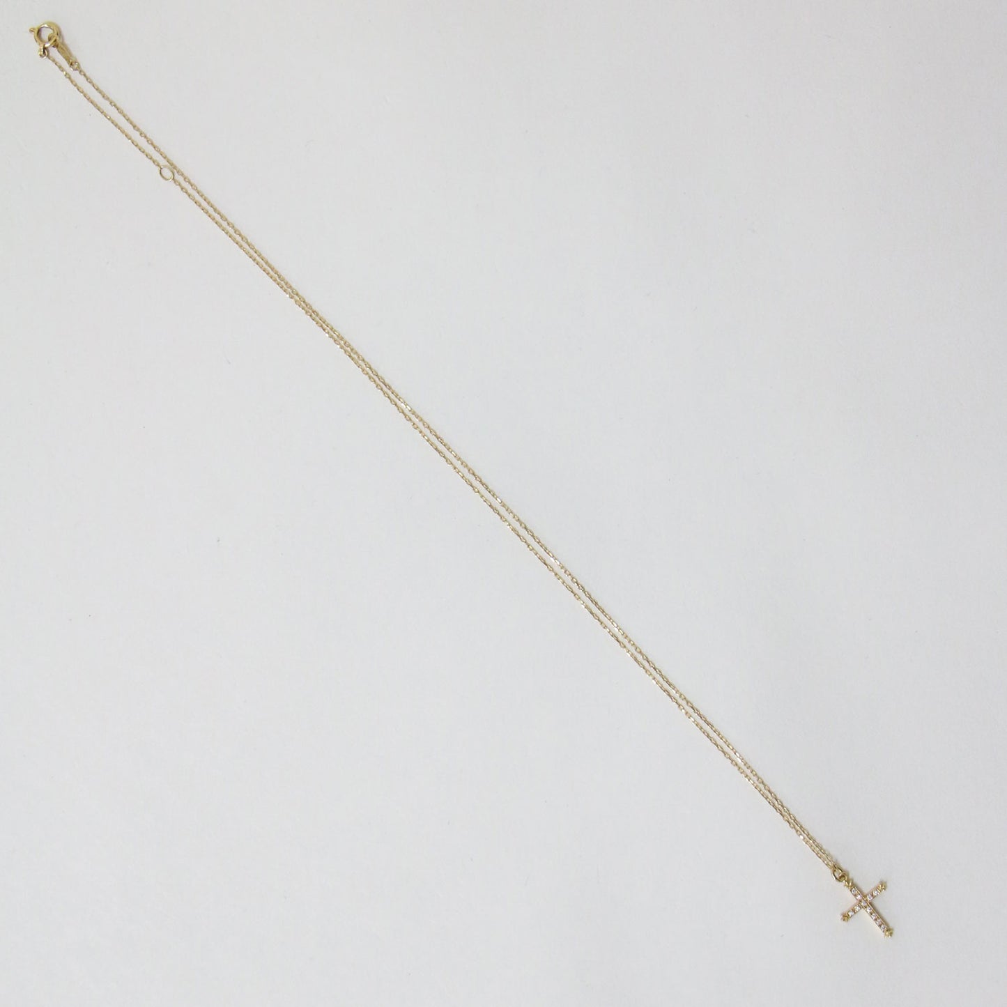 クレオ クロス パヴェ ネックレス / チェーン K18 YG 11粒 ダイヤモンド