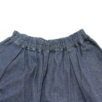 クロップド デニム パンツ / ワイドパンツ ガウチョパンツ ウエストゴム コットン