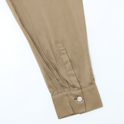 パウダリー シルク ロング シャツ ワンピース / 長袖 バックリボン コットン ウォッシャブル