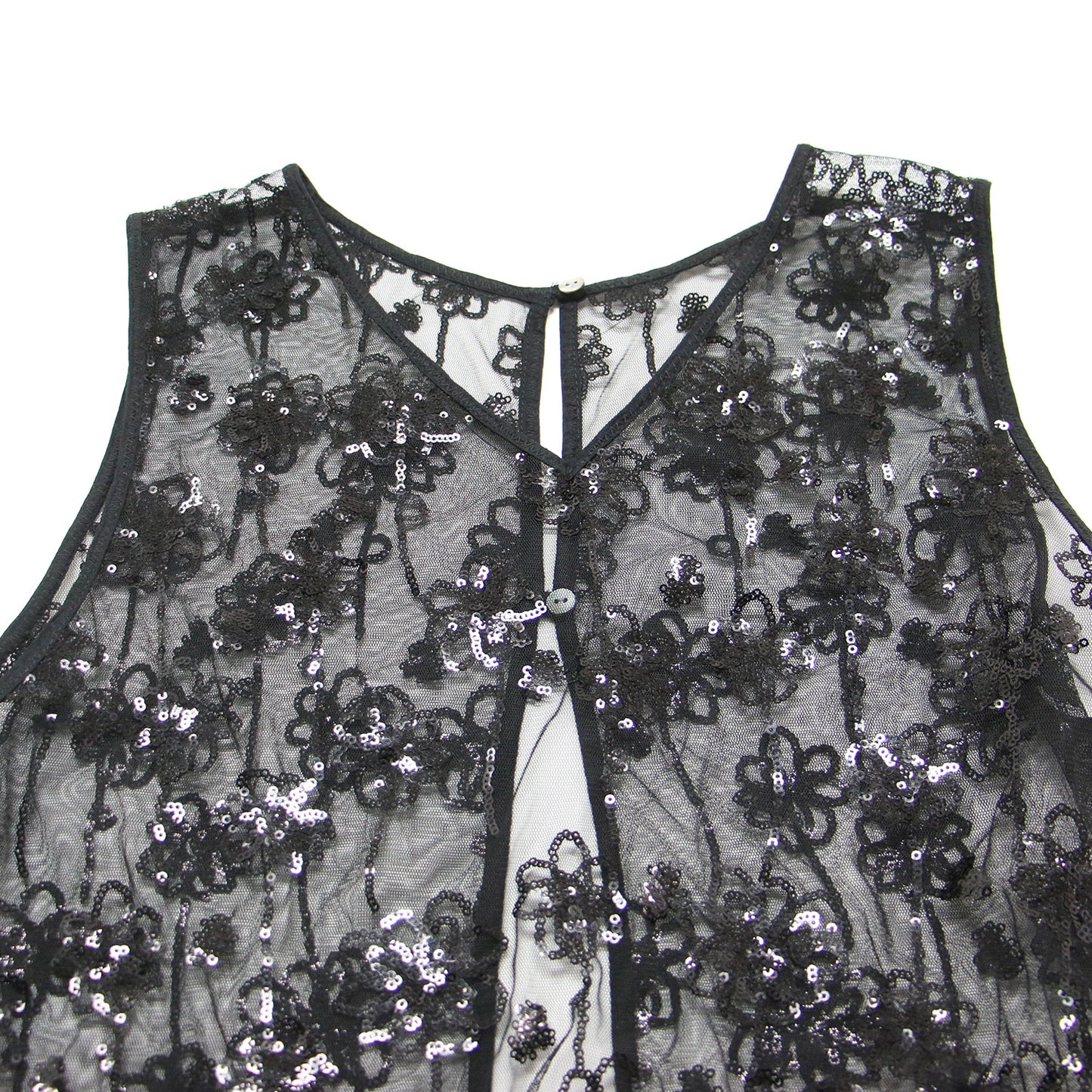 24春夏 メッシュ スパンコール Vネック プルオーバー / ベスト チュール フラワー 花柄