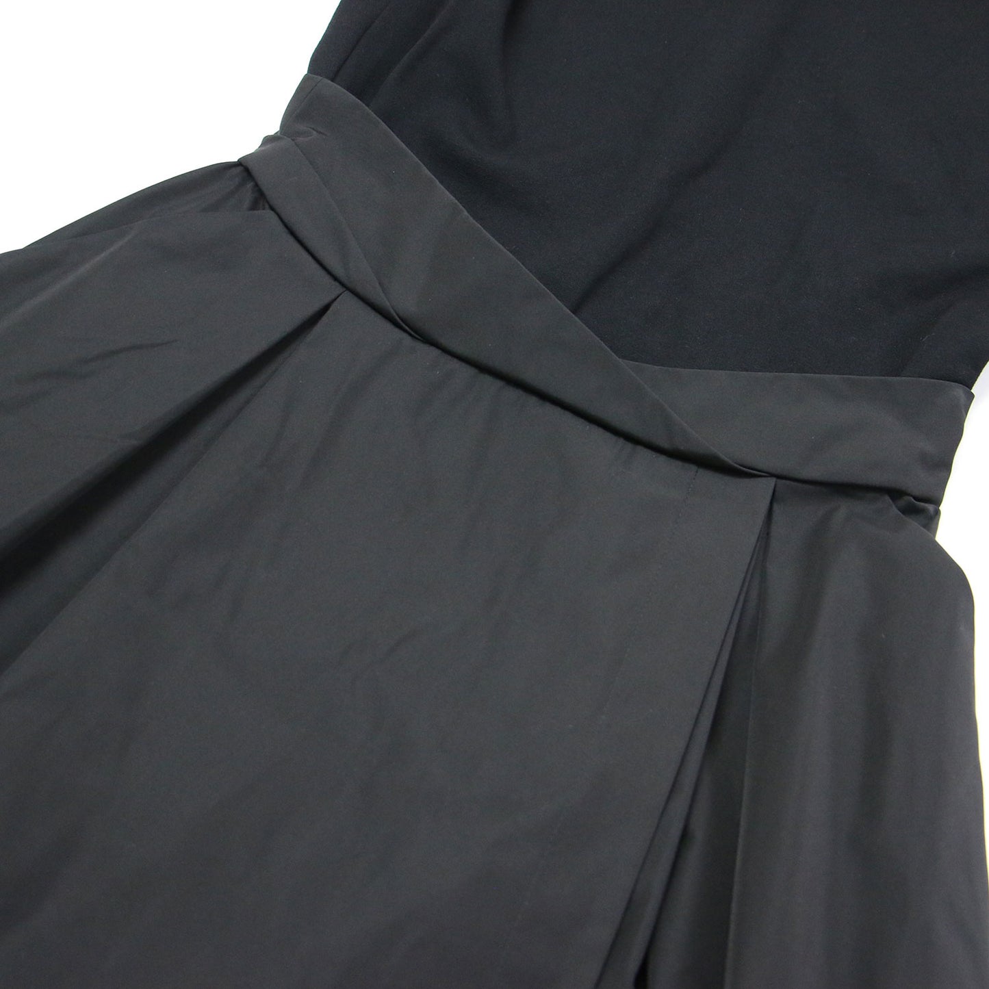 ウエスト切替 ノースリーブ ドレス / T-DRESS ワンピース クルーネック 膝丈 フレア タック