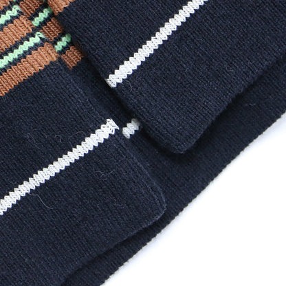 マルチボーダー ワンピース / MULTI BORDER ONE PIECE ニットワンピース ロング丈 長袖 スリット コットン