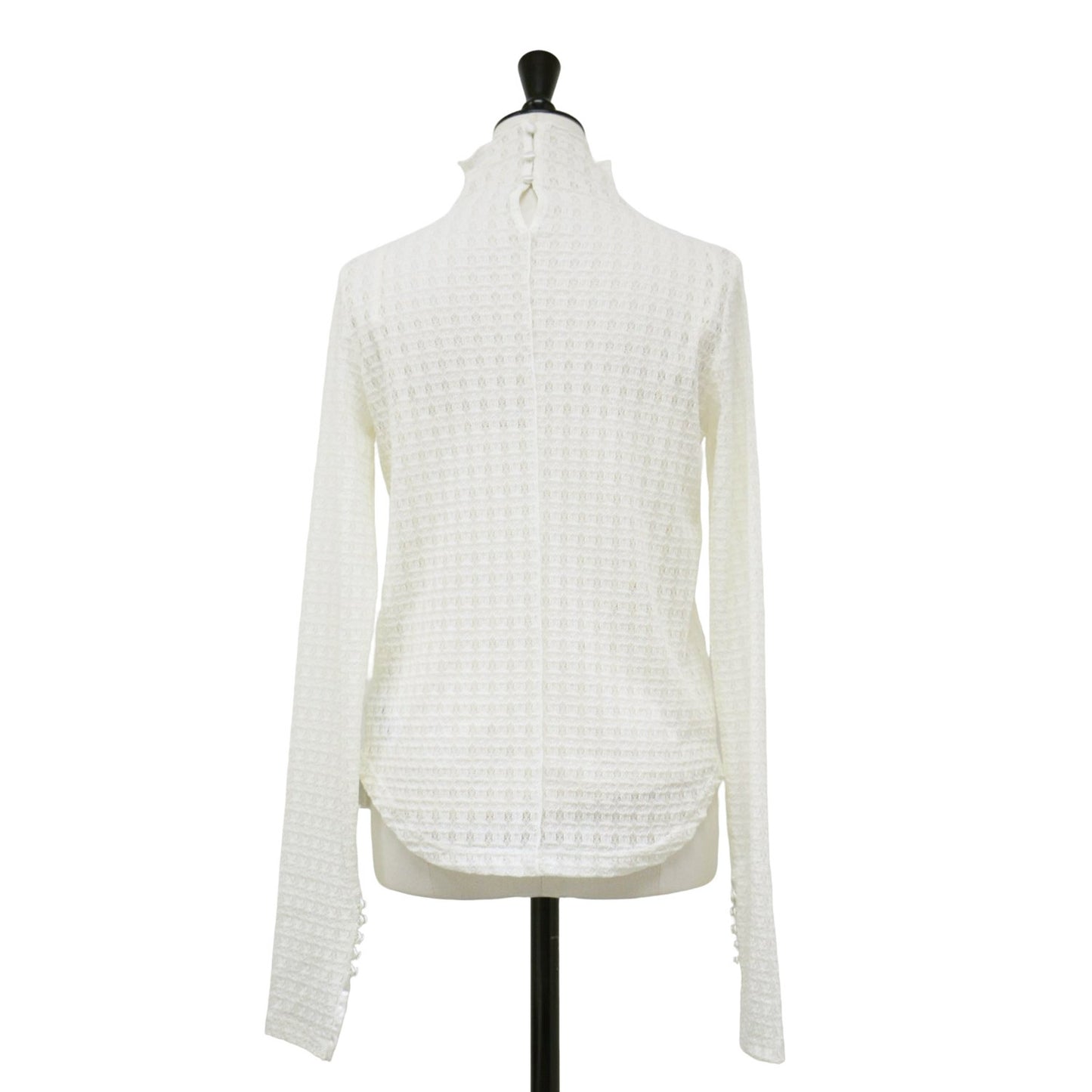 トリコットレース トップス / 長袖 ハイネック ストレッチ