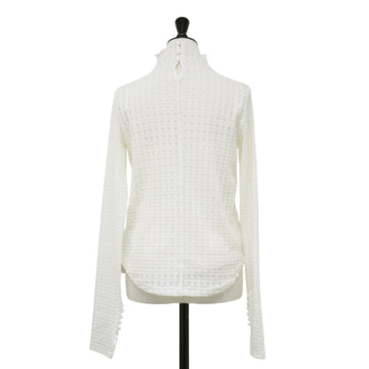 トリコットレース トップス / 長袖 ハイネック ストレッチ