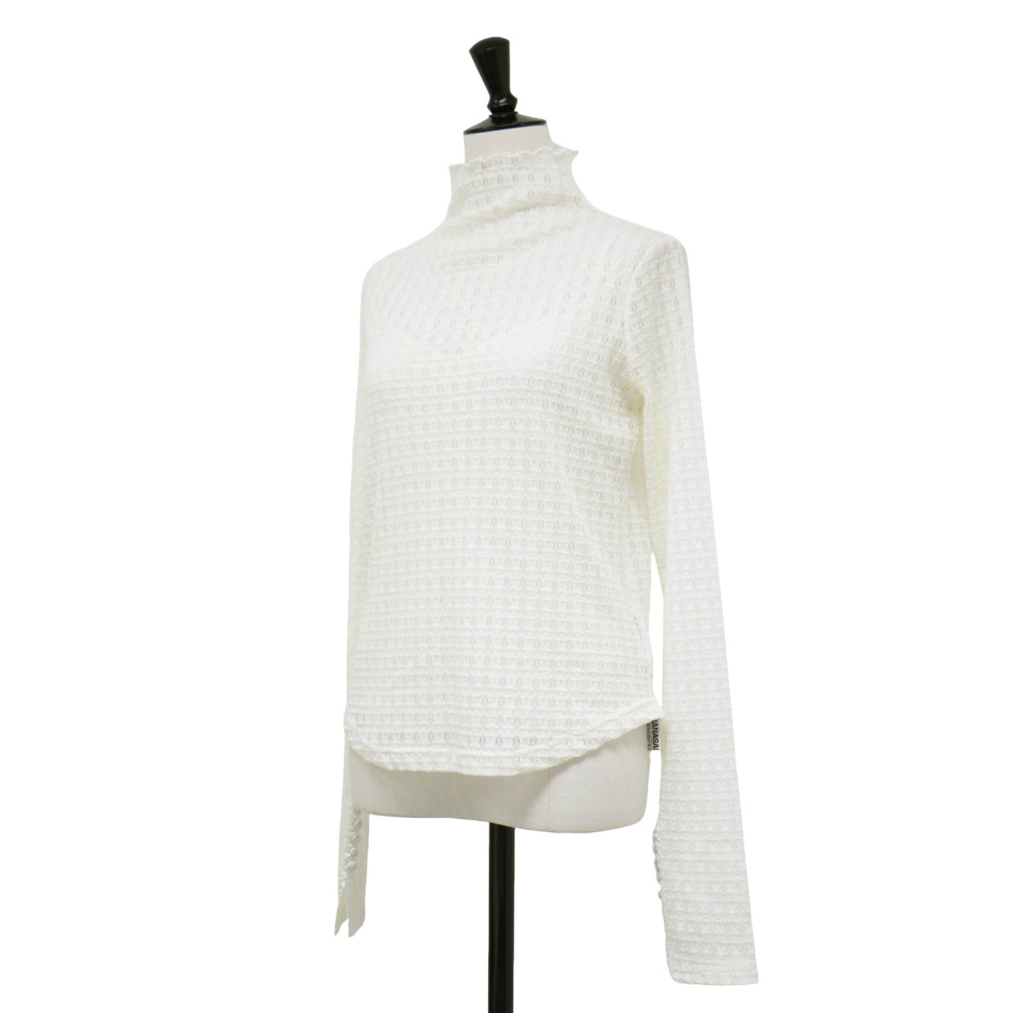 トリコットレース トップス / 長袖 ハイネック ストレッチ