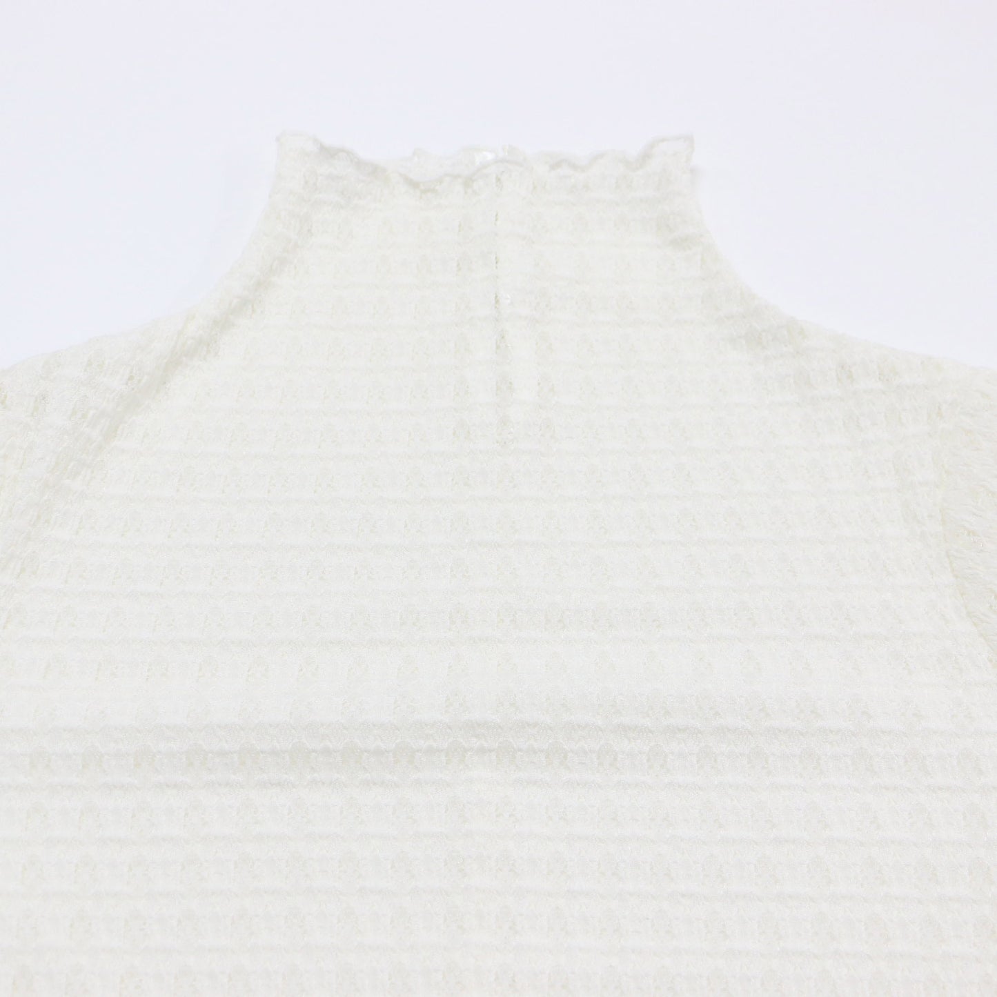 トリコットレース トップス / 長袖 ハイネック ストレッチ