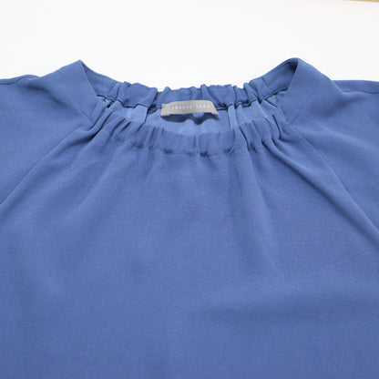 24春夏 クルーネック ブラウス / Flow Deone プルオーバー フレンチスリーブ ギャザー ストレッチ ジョーゼット ウォッシャブル