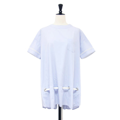 ハトメ リボン ショートスリーブ ブラウス / 半袖 クルーネック はしごレース