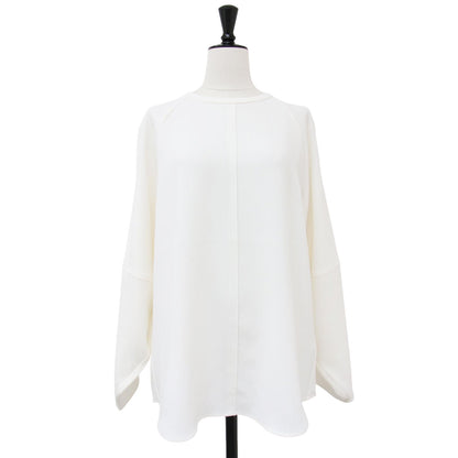 24春夏 アセテート ブラウス / 長袖 クルーネック プルオーバー ボリュームスリーブ