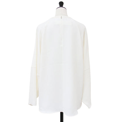 24春夏 アセテート ブラウス / 長袖 クルーネック プルオーバー ボリュームスリーブ