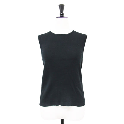 ハイゲージ リブ ノースリーブ ニット / クルーネック コットン プルオーバー