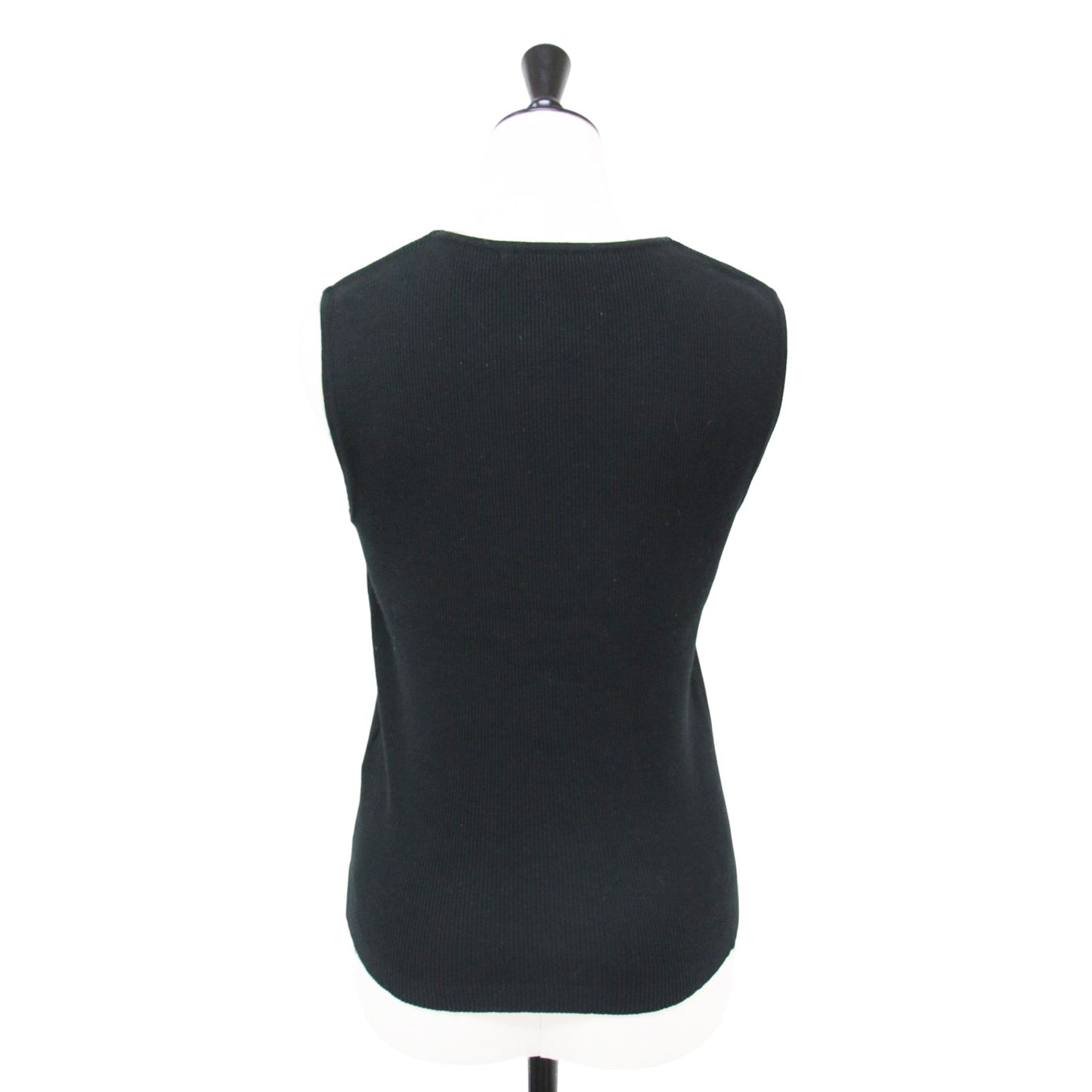 ハイゲージ リブ ノースリーブ ニット / クルーネック コットン プルオーバー