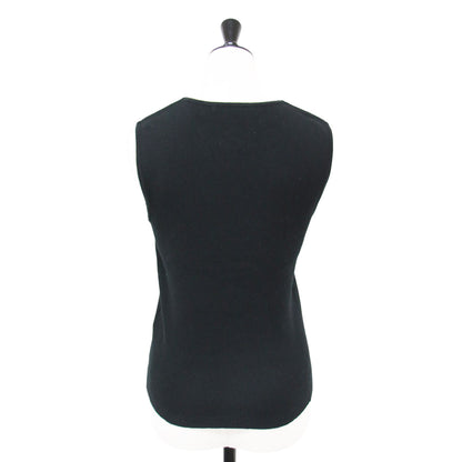 ハイゲージ リブ ノースリーブ ニット / クルーネック コットン プルオーバー