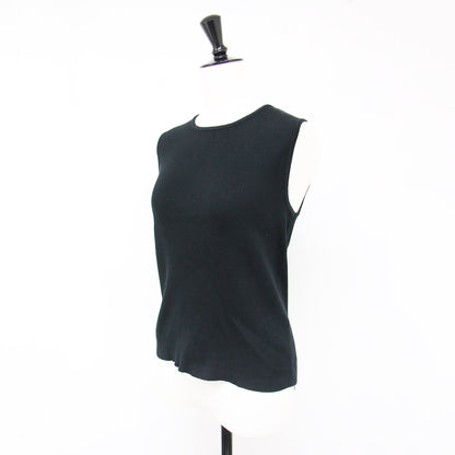 ハイゲージ リブ ノースリーブ ニット / クルーネック コットン プルオーバー